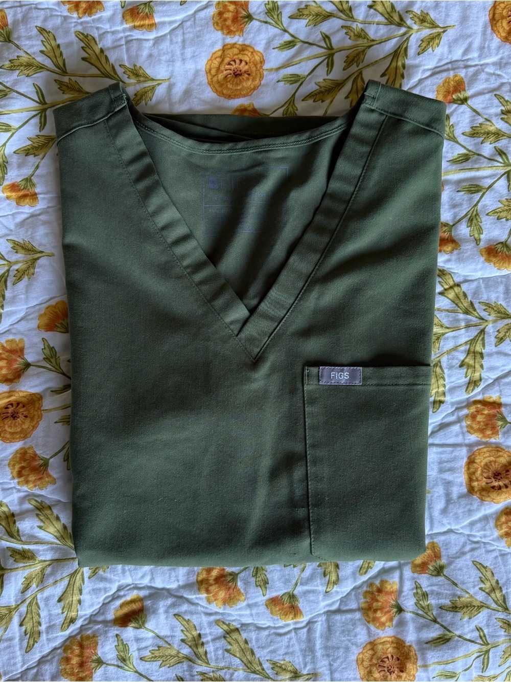 FIGS Dark Olive Catarina Scrub Top